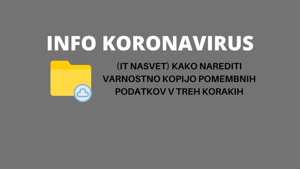 INFO KORONAVIRUS: (IT nasvet) Kako zelo preprosto narediti varnostno kopijo pomembnih podatkov